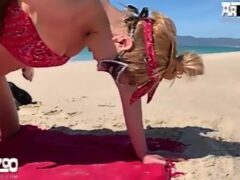 Blonde practices zoophilia on the beach