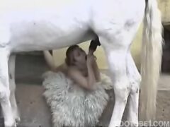 22 year old sexy blonde performs first oral on animals