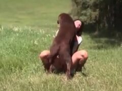 Outdoor porn with top model and her dog having sex